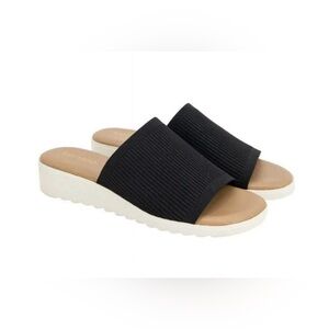 Kensie Black Knit Slip On Sandal, Size 7.5